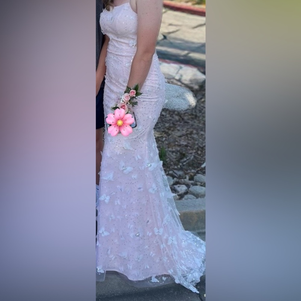 Camille La Vie Light Pink Floral Prom Dress